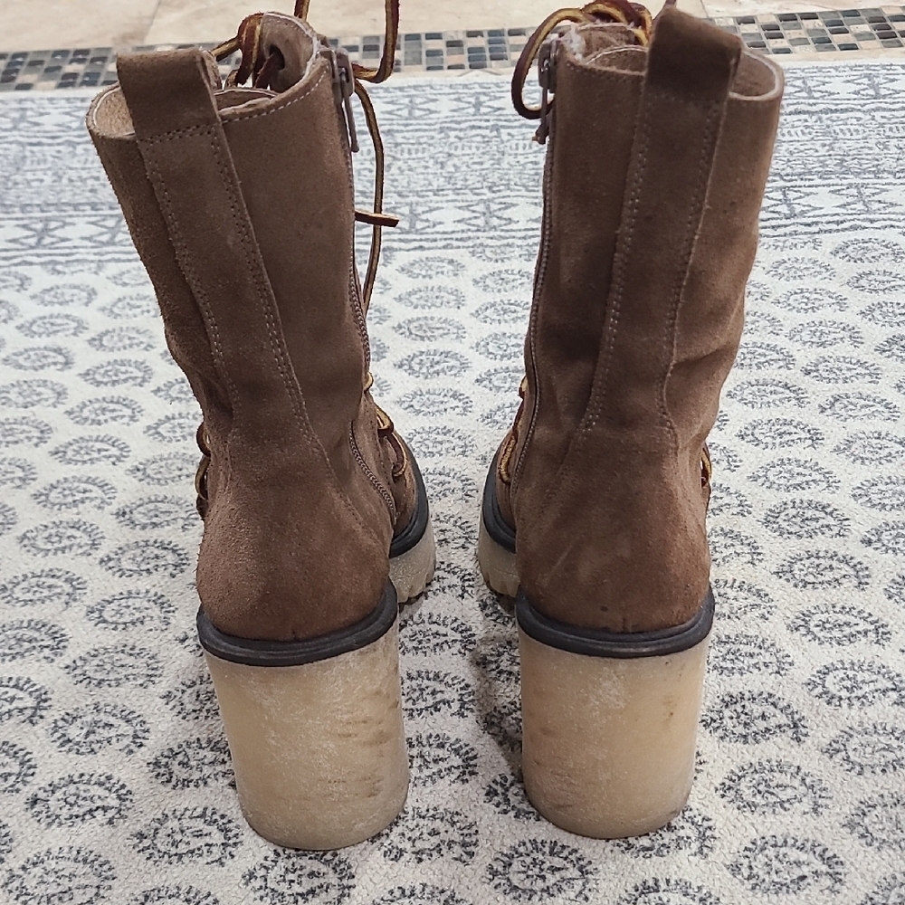 Free People Tan Lace-Up Boots - Picture 4 of 6